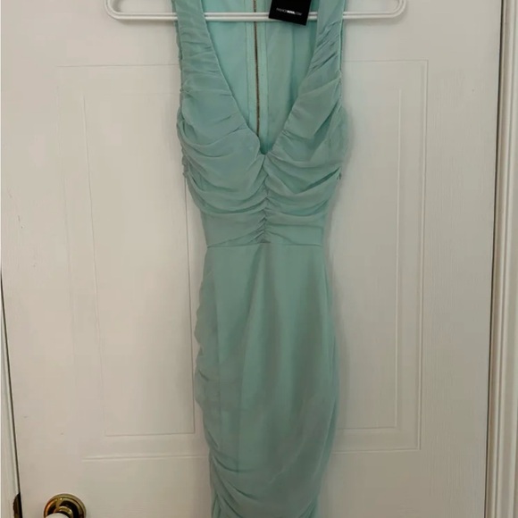 Fashion Nova You're Too Late Ruched Mini Dress XS - Picture 4 of 6